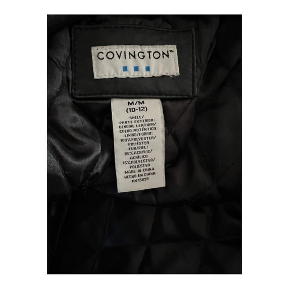 Vtg. Covington !00% Leather Hooded Jacket/Coat. W/ zip lining. Sz.M 10/12. - Picture 9 of 10
